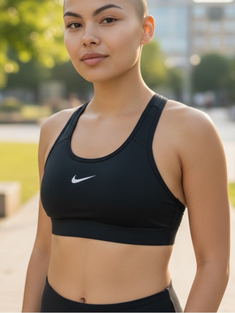 Nike Black Racerback Dri-FIT Sports Bra with White Swoosh